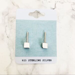 Sterling Silver Linear Cube Post Earrings